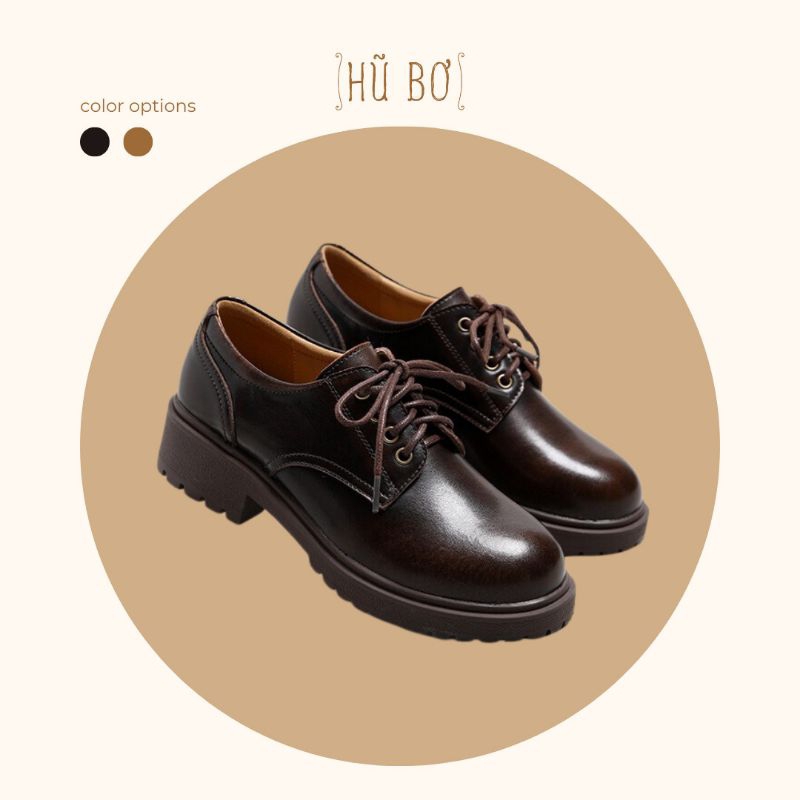 Original shoes đế 5cm  - Giày da bò nữ phong cách vintage, retro