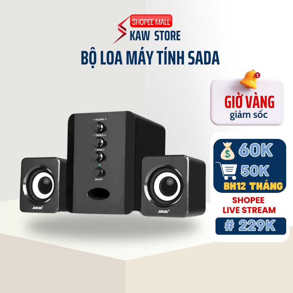 Bộ Loa Máy Tính USB KAW D202 Công Suất Lớn Bass Chuẩn, Âm Thanh Tuyệt Đỉnh-BẢO HÀNH CHÍNH HÃNG