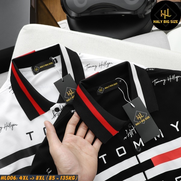 Áo polo nam TOMMY màu trắng họa tiết chữ kí trẻ trung, năng động - HL006