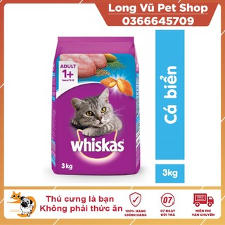 Thức ăn cho mèo lớn Whiskas vị cá biển túi 3kg hạt cho mèo whiskas - Long Vũ Pet Shop