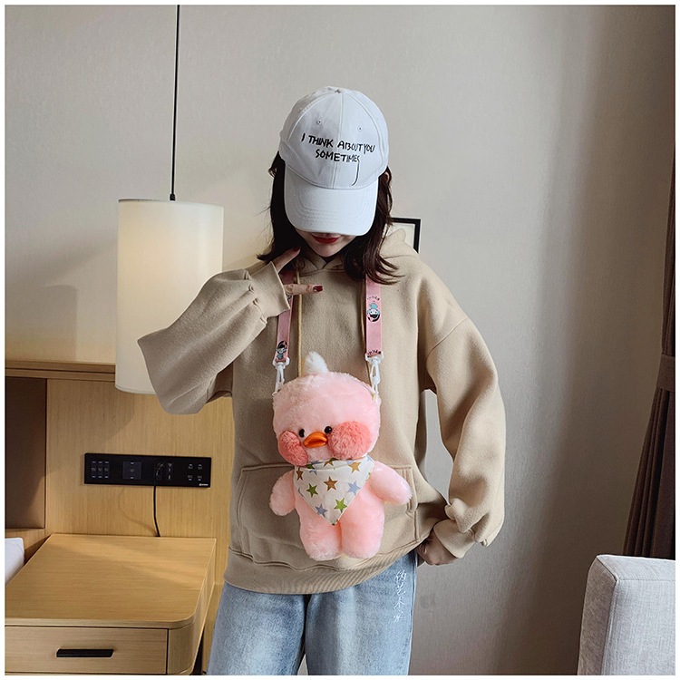 Túi đeo chéo bé Vịt Bông Má Hồng đeo yếm siêu cute