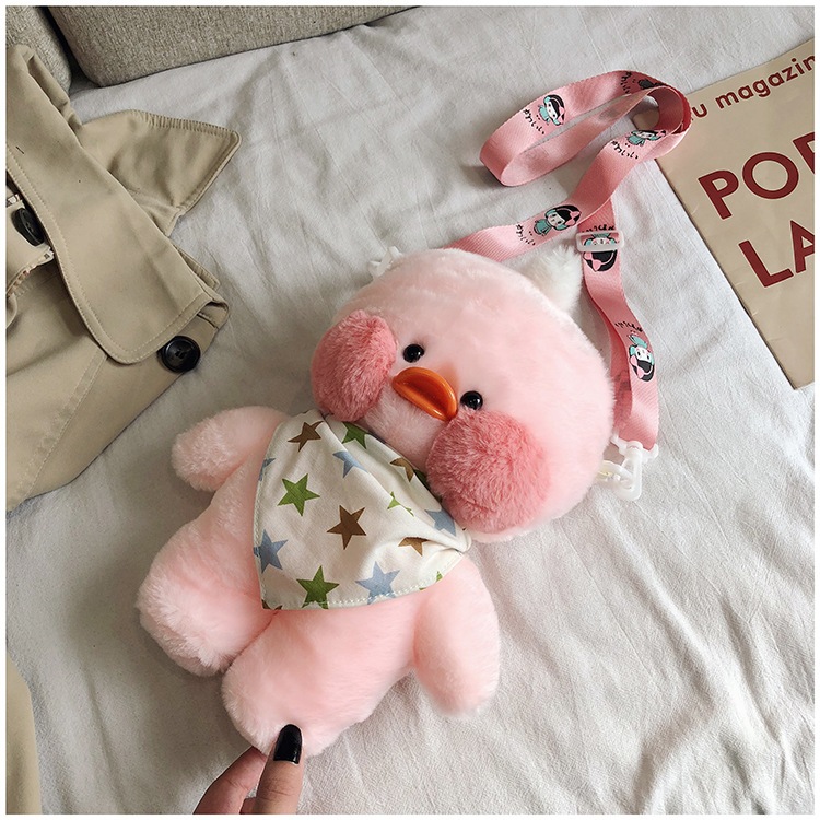Túi đeo chéo bé Vịt Bông Má Hồng đeo yếm siêu cute