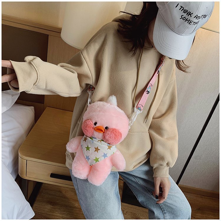 Túi đeo chéo bé Vịt Bông Má Hồng đeo yếm siêu cute