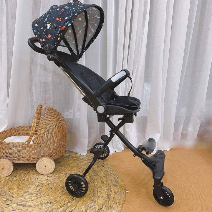 Xe Đẩy Gấp Gọn M8 - NGẢ SÂU 360-2 Chiều 2 Tư Thế Hàng Kèm Đệm Và Mái Che