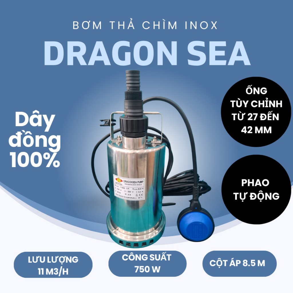 Bơm nước thả chìm chống ngập inox 400w và 750w