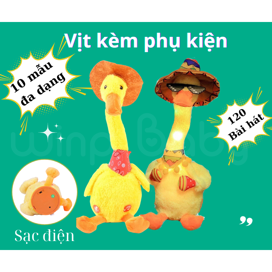 Đồ Chơi Vịt Linh Linh Nhại Tiếng Và Biết Hát 120 bài Cho Bé Yêu Vui Chơi