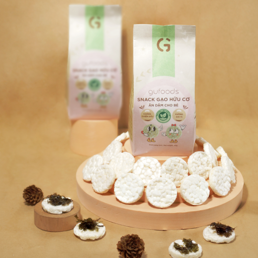 Combo 4 gói Bánh snack ăn dặm hữu cơ cho bé GUfoods (mỗi gói 40g) - Thành phần organic, Không gia vị, Dễ Ăn, Dễ tiêu hoá