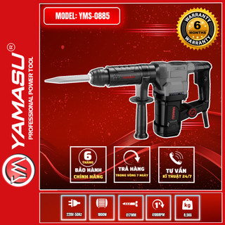 Máy đục bê tông công suất lớn 2200w yamasu yms-0885 đa chức năng tặng kèm 2 mũi đục, bảo hành trên toàn quốc