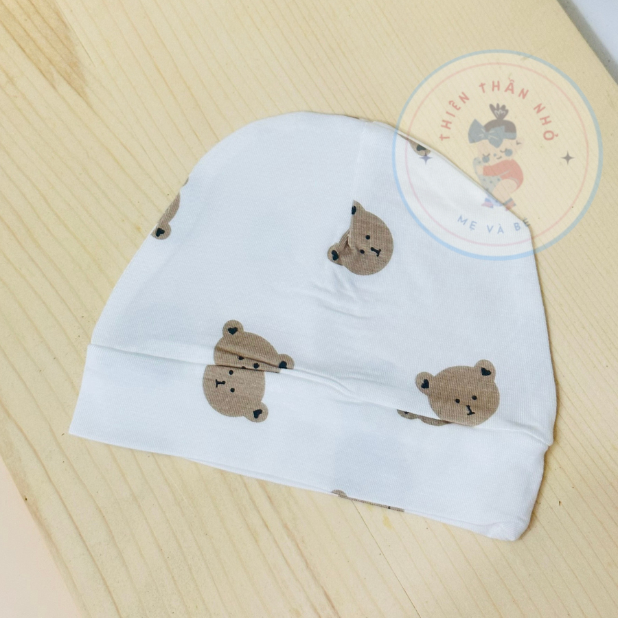 Mũ Sơ Sinh Chất Cotton Thun Lạnh Mềm Mịn Cho Bé Trai, Bé Gái Sơ Sinh Từ 0-3 Tháng