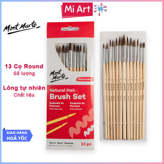  Bộ 13 Cọ Vẽ Round Mont Marte - Natural Hair Round Brush Set 13pc - BMHS0057