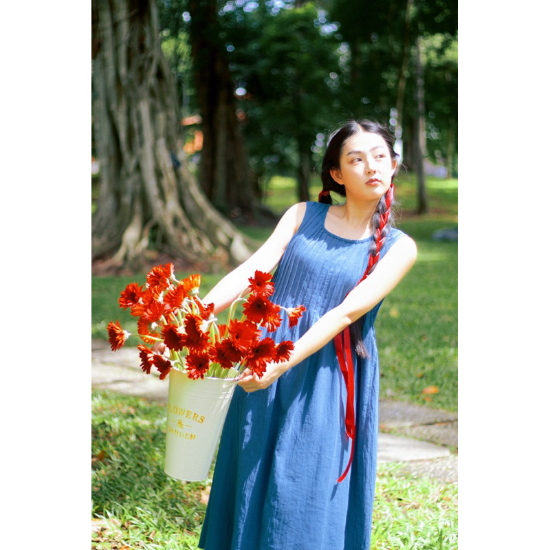 Váy Tay Sát Vintage/ Mori Freesize Chít Dọc Suông Cotton Vui Thu Đông/ Noel Xinh