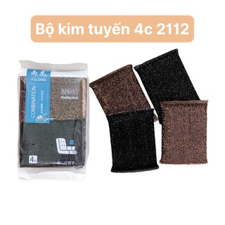 Bộ cước rửa chén 4 miếng tiện dụng có cước chùi xoong