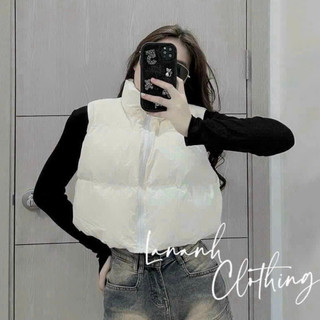 Áo phao gile nữ dáng ngắn sát nách kiểu Hàn quốc, áo khoác nữ gile croptop lông vũ phao béo dày có dây rút eo