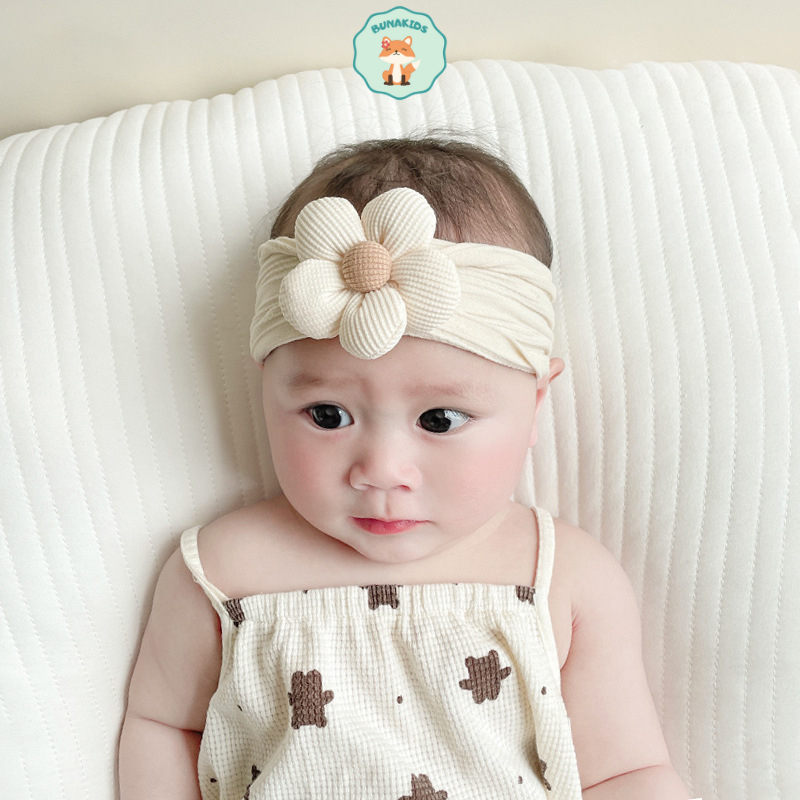 Băng đô bé gái 0-2 tuổi, băng che thóp hình hoa 3D Turban cho bé phong cách Hàn Quốc siêu đáng yêu cho bé Bunakids PK63