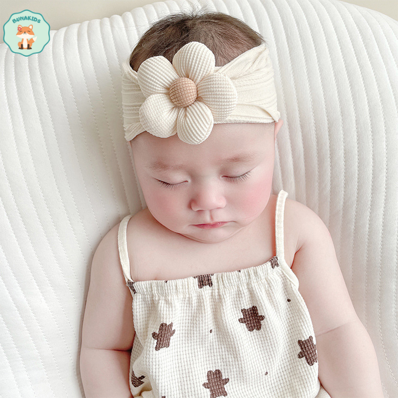 Băng đô bé gái 0-2 tuổi, băng che thóp hình hoa 3D Turban cho bé phong cách Hàn Quốc siêu đáng yêu cho bé Bunakids PK63