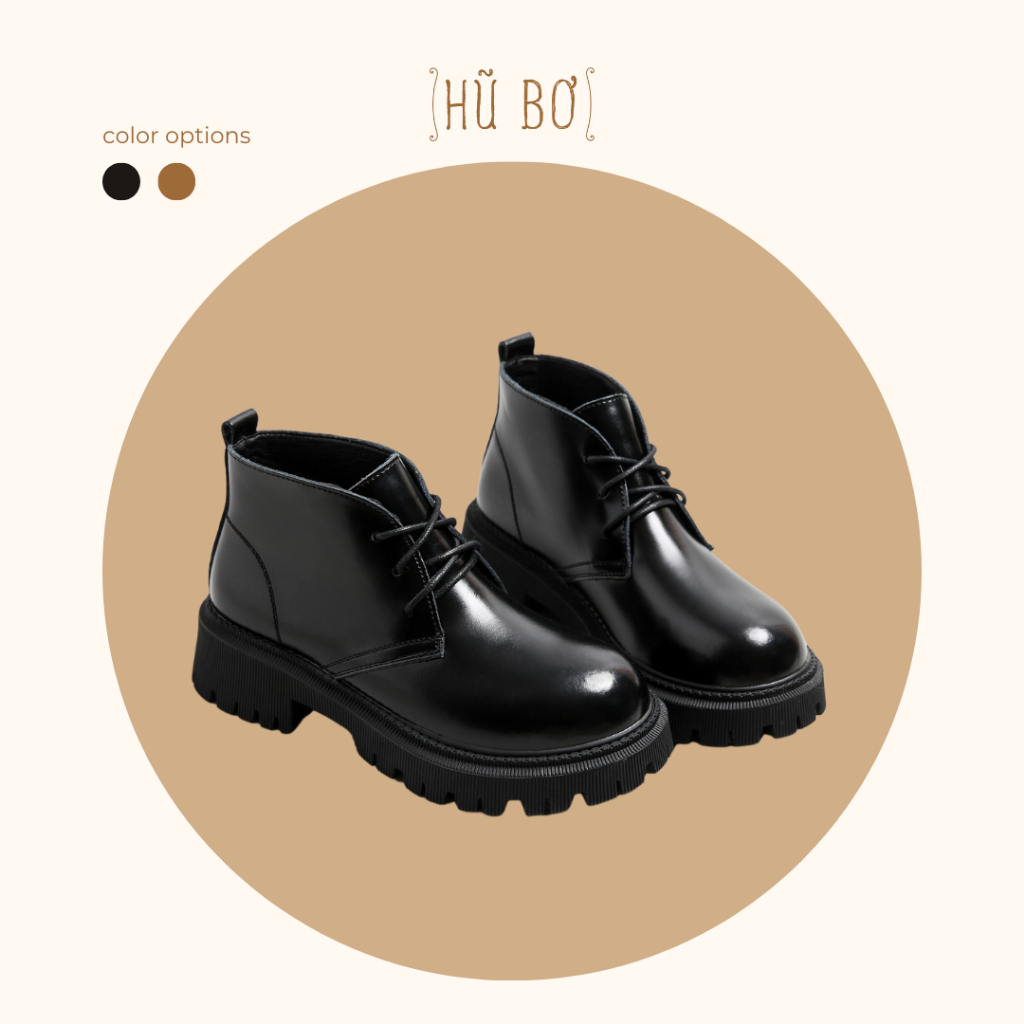 Original boots đế 5cm  - Boots da bò nữ phong cách vintage, retro