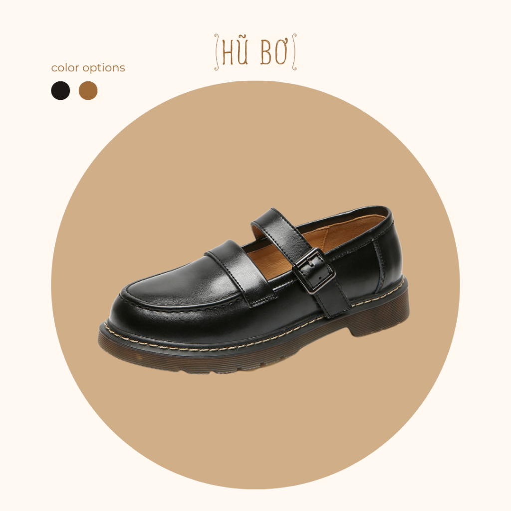 Joshi strap shoes - Giày da bò nữ phong cách vintage, retro