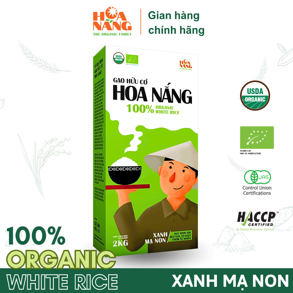 Gạo hữu cơ Hoa Nắng Xanh Mạ Non – Hộp 2kg