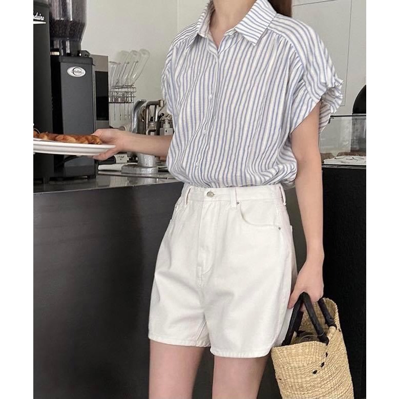 Áo sơ mi kẻ sọc , áo sơ mi VGU cúp tay hến chất liệu cotton mặc đi chơi đi làm