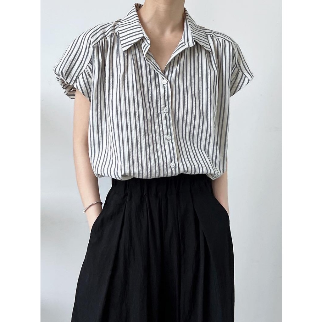 Áo sơ mi kẻ sọc , áo sơ mi VGU cúp tay hến chất liệu cotton mặc đi chơi đi làm