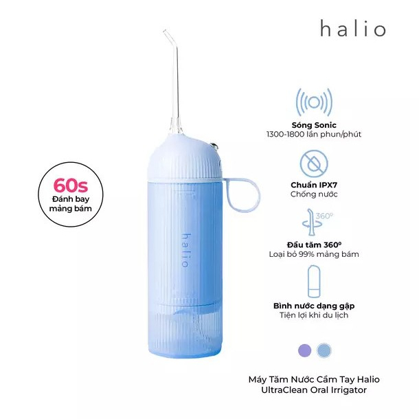 Máy tăm nước Halio UltraClean Oral Irrigator 3 chế độ nhỏ gọn bỏ túi Blue