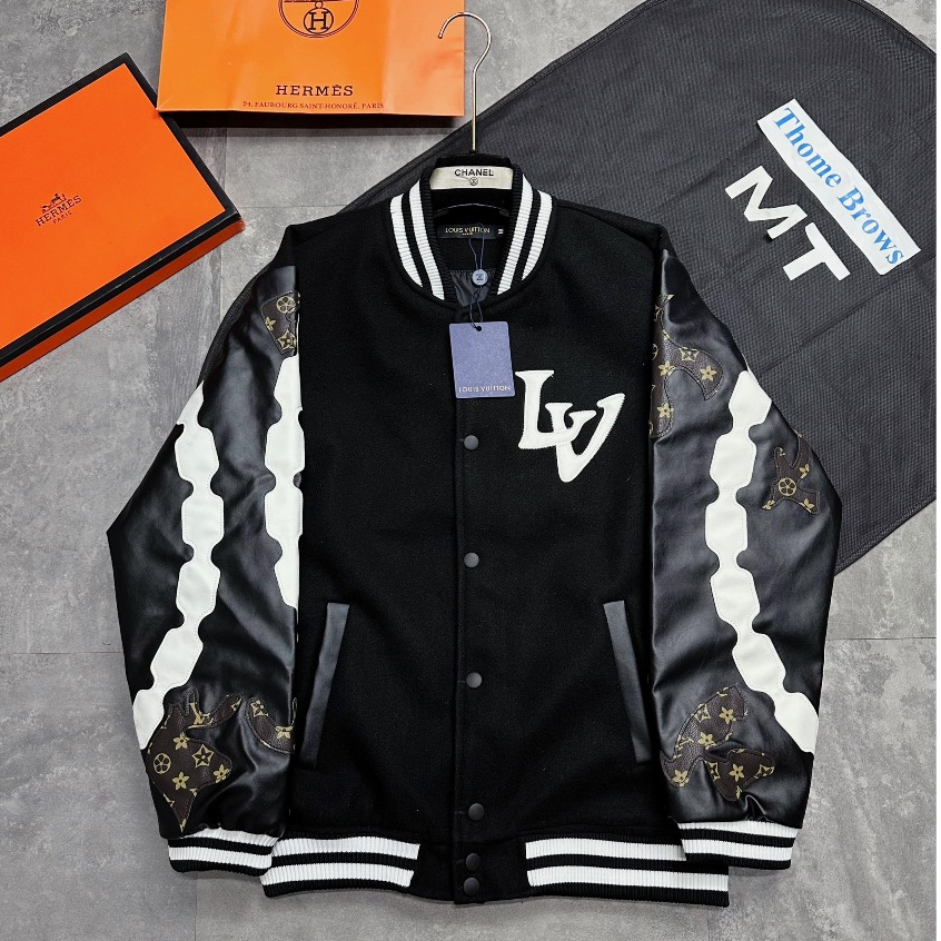 Áo Khoác Bomber Nam Lờ Vê Tay Da Thêu Viền Siêu Đẹp - Áo Khoác Bomber Nam  Cao Cấp