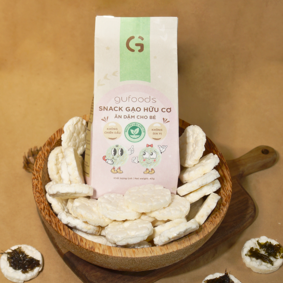 Combo 5 gói Bánh snack ăn dặm hữu cơ cho bé GUfoods (mỗi gói 40g) - Thành phần organic, Không gia vị, Dễ Ăn, Dễ tiêu hoá