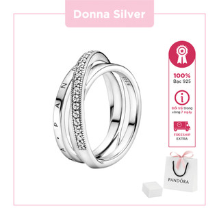 Nhẫn bạc 925 pandora crossover pavé triple band ring 8055 - donna silver