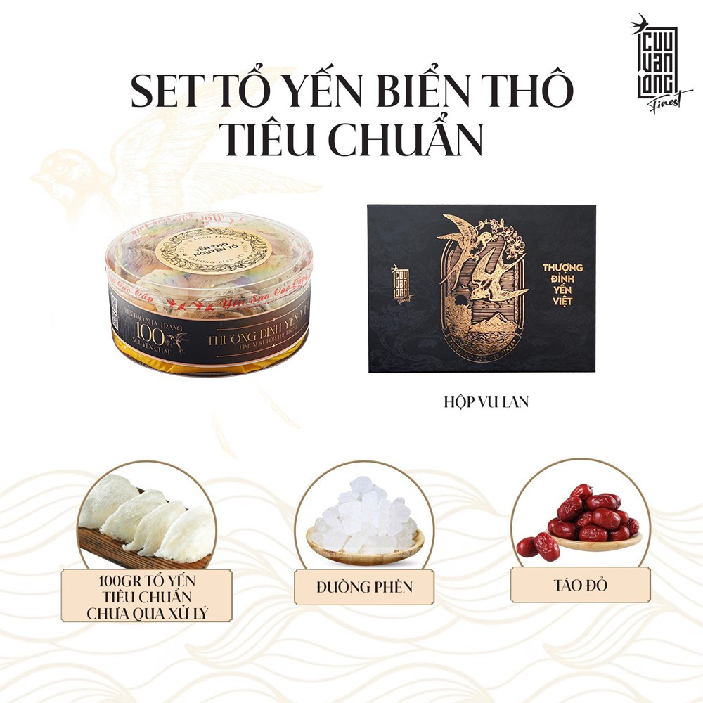 Set Yến Tổ Tinh Chế Tiêu Chuẩn Thượng Yến Cửu Vân Long Finest 100g