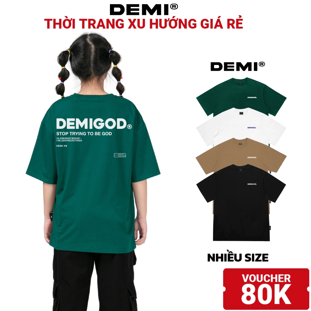 Áo thun nam nữ local brand giá rẻ, tay lỡ chính hãng màu trắng, đen, nâu, ve chai local brand Demi | DE1-T5