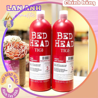 Cặp Dầu Gội Xả TIGI BED HEAD ( Đỏ) 750ml Dầu gội phục hồi tóc khô sơ tóc nát tóc hư tổn nặng cấp độ 3