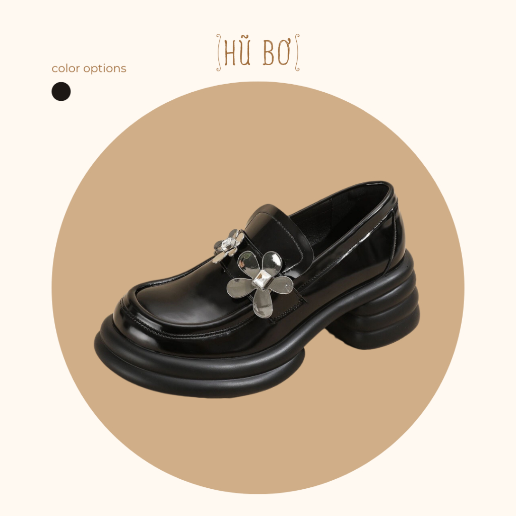 Flora loafers - Giày da bò nữ đế cao ( genuine leather)