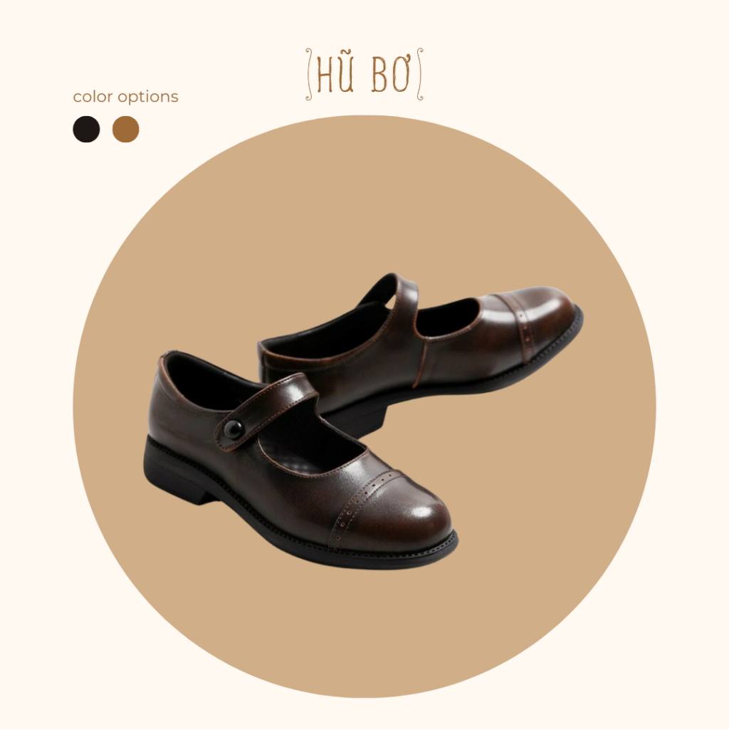 Mary Jane hoạ tiết (bản đế thấp 3,5cm) - giày da bò nữ (genuine leather)