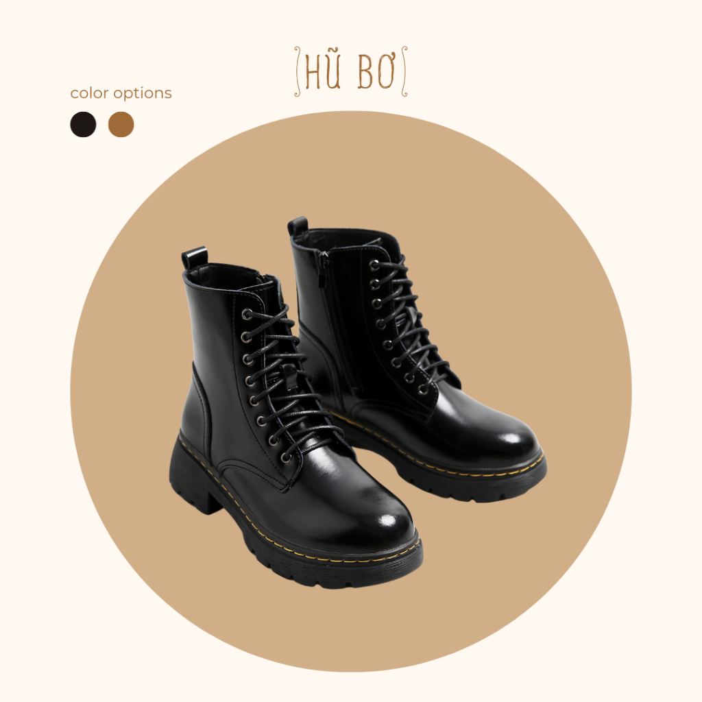 Combat boots - Boots da bò nữ kiểu dáng quân đội
