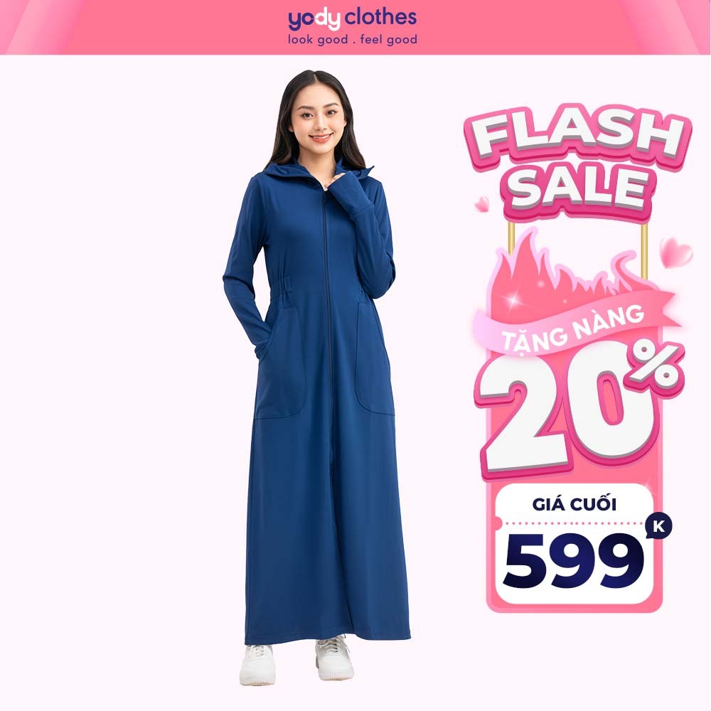 Áo chống nắng nữ dáng dài YODY chống nắng hiệu quả tối ưu mềm mại thoải mái, mát mẻ khi mặc ACN6002