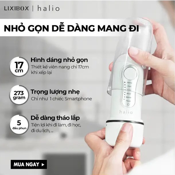 Máy tăm nước Halio Professional Cordless Oral Irrigator cho răng niềng