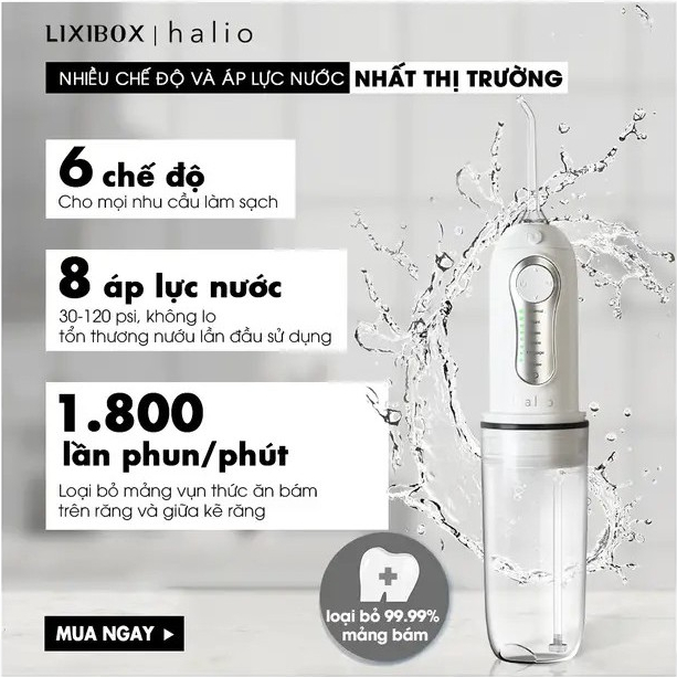 Máy tăm nước Halio Professional Cordless Oral Irrigator cho răng niềng
