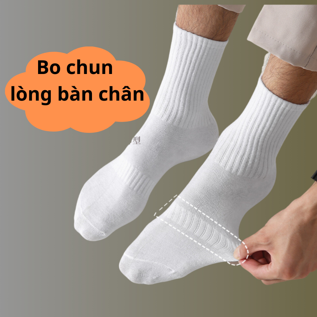 Tất Nam nữ Cotton, tất khử mùi có bo cổ chân và bo lòng bàn chân, thoáng khí, tất đanh, dai, ôm chân đi giày thoải mái