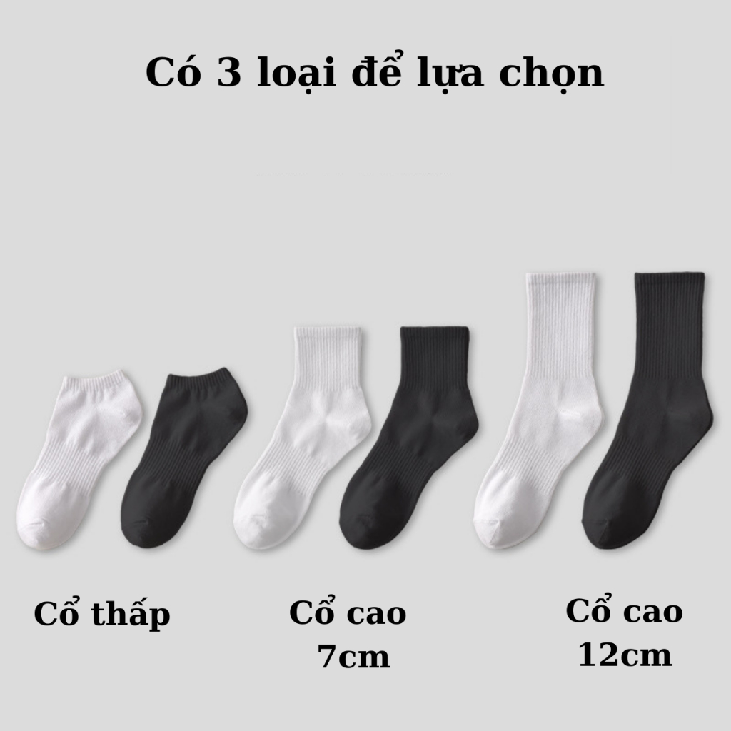 Tất Nam nữ Cotton, tất khử mùi có bo cổ chân và bo lòng bàn chân, thoáng khí, tất đanh, dai, ôm chân đi giày thoải mái