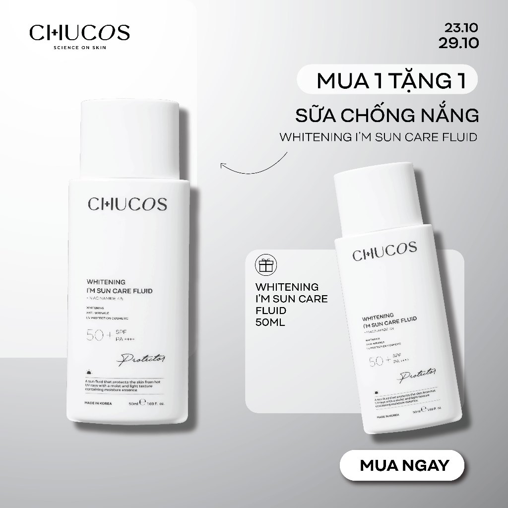 Sữa Chống Nắng Dưỡng Sáng Da Chucos Whitening I'm Sun Care Fluid 50ml