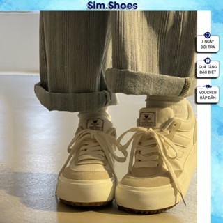 Giày thể thao nữ basic Giày nữ đi học giày vải vanvas phối da lộn màu xám