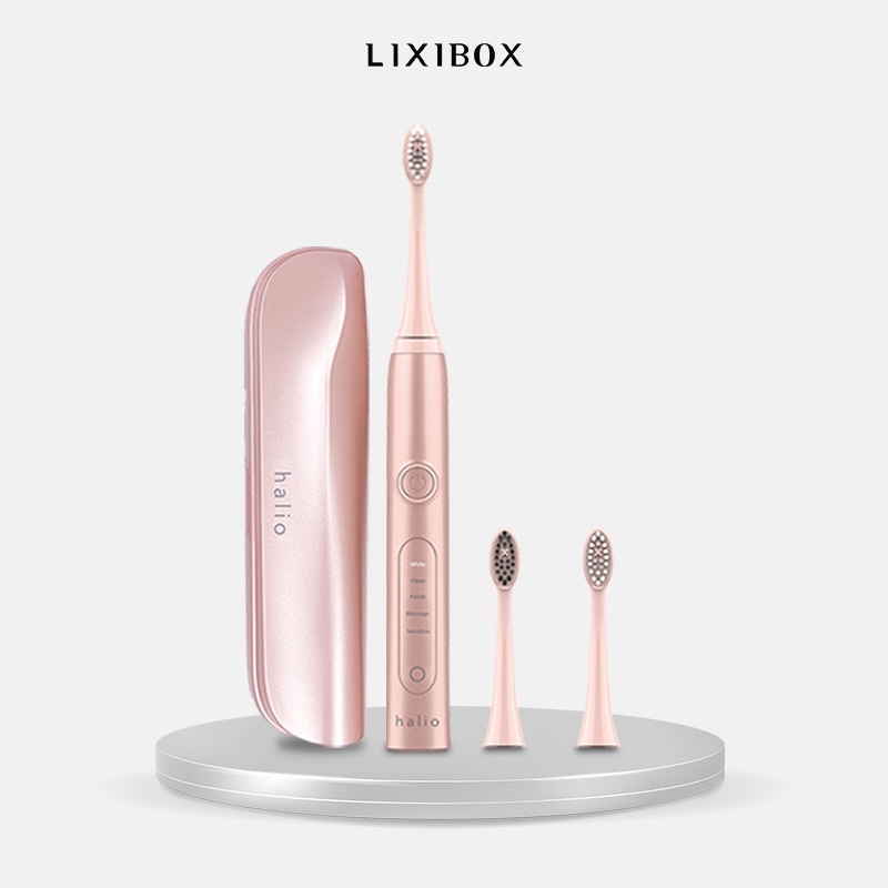 Combo Bàn Chải Điện Làm Trắng Răng Halio Sonic Whitening Toothbrush PRO Rose Gold & Đầu Bàn Chải