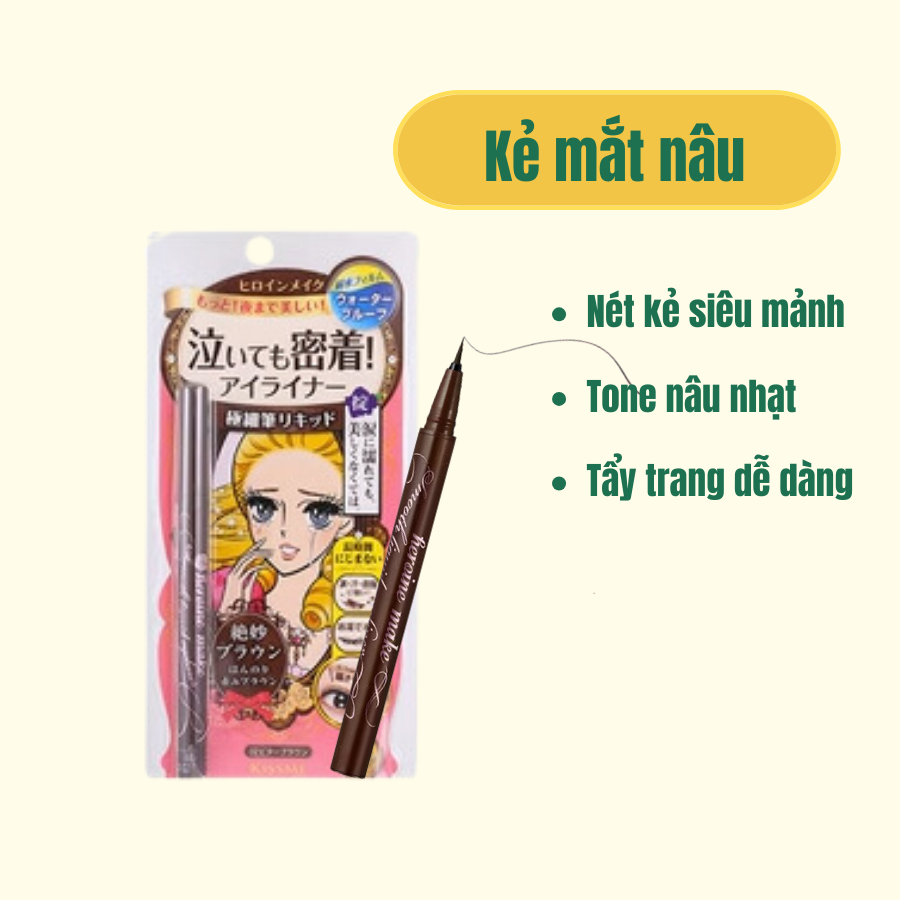 Kissme Bút Kẻ Mắt Nét Mảnh Chống Nước Không Lem Không Trôi