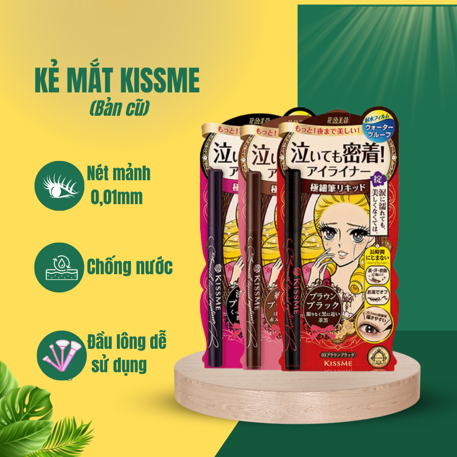 Kissme Bút Kẻ Mắt Nét Mảnh Chống Nước Không Lem Không Trôi