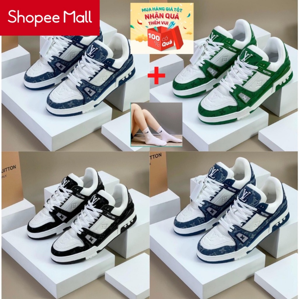 Giày LV Trainer, Louis Vuitton Trainer Black White, Giày LV Louis Vuitton HÀNG CAO CẤP Holltrell