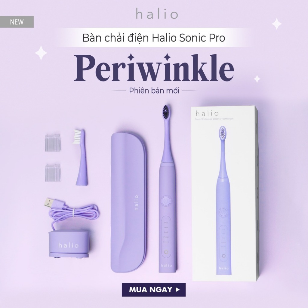 Combo Bàn Chải Điện Làm Trắng Răng Halio Sonic PRO Periwinkle Limited Edition & Set Đầu Bàn Chải