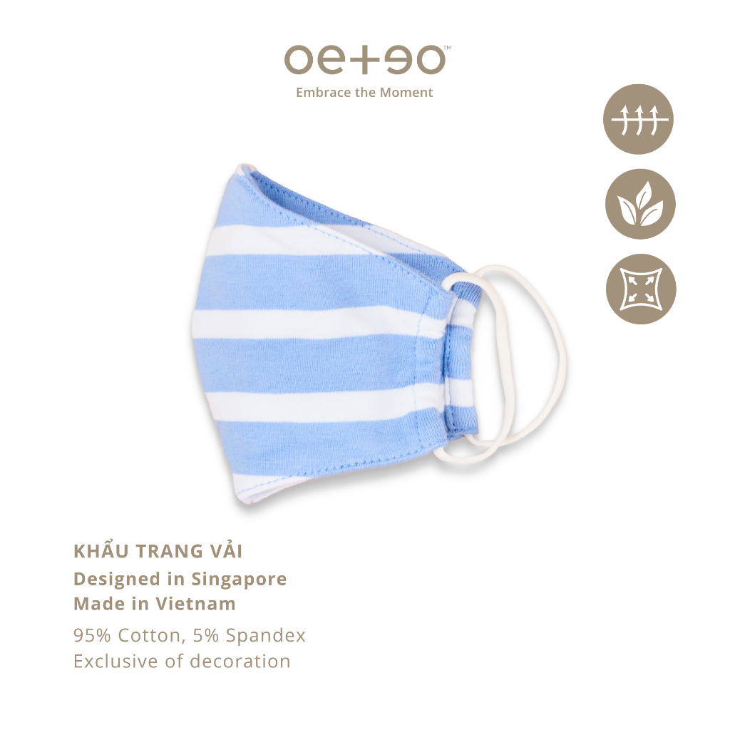 Khẩu trang vải OETEO bé trai bé gái 95% cotton - 5% spandex co dãn họa tiết trang trí vải trơn tái sử dụng nhiều lần