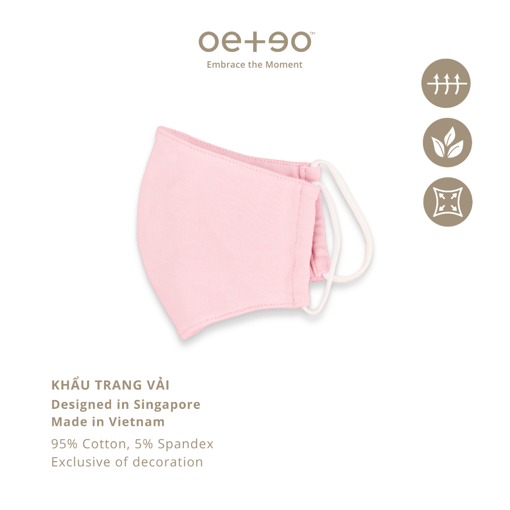 Khẩu trang vải OETEO bé trai bé gái 95% cotton - 5% spandex co dãn họa tiết trang trí vải trơn tái sử dụng nhiều lần