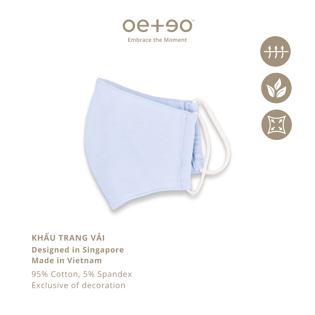 Khẩu trang vải OETEO bé trai bé gái 95% cotton - 5% spandex co dãn họa tiết trang trí vải trơn tái sử dụng nhiều lần