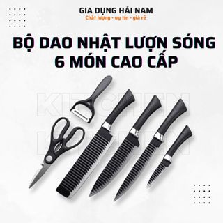 Bộ dao nhà bếp nhật bản 6 món lượn sóng cao cấp, sắc bén, sang trọng